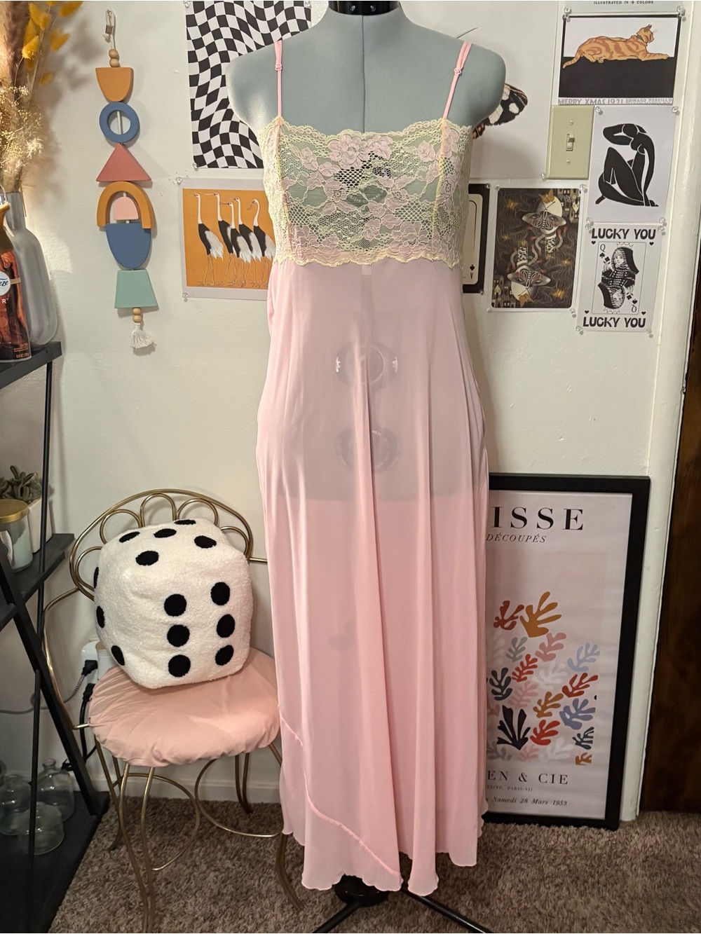 Victoria’s Secret Pink Maxi Slip M Lace + Slit